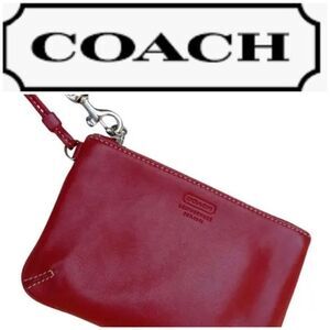 COACH - Dark-Red Leather Small Wristlet. 6” x 4”. Great Condition